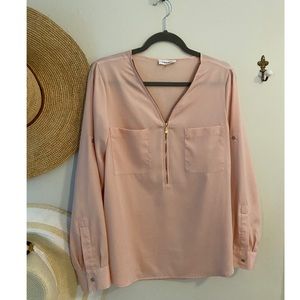 EUC Calvin Klein pink zipper front top